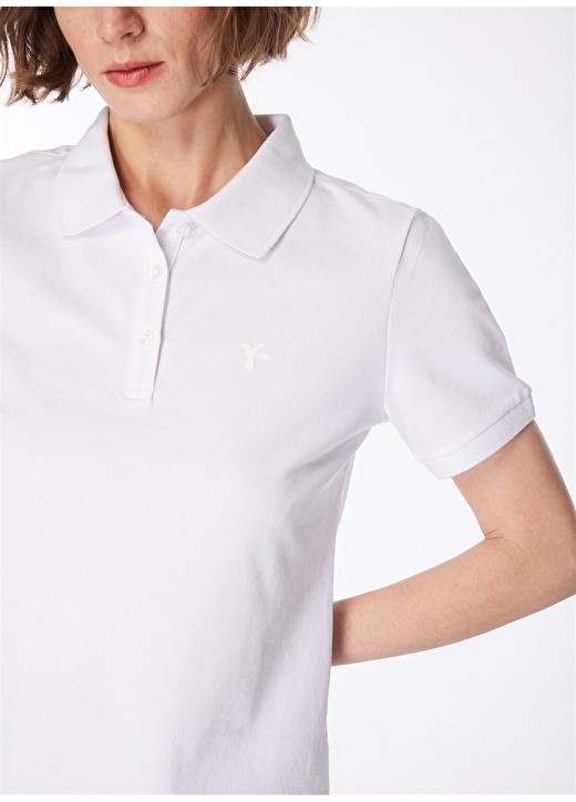 Fabrika Beyaz Kadın Polo Yaka Basic T-Shirt DEEP 4