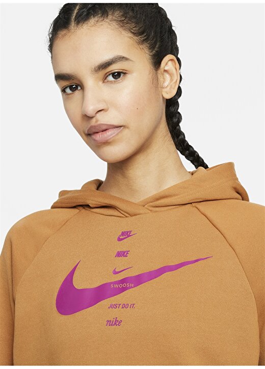 Nike Kapüşonlu Standart Kalıp Kahve Kadın Sweatshirt 1