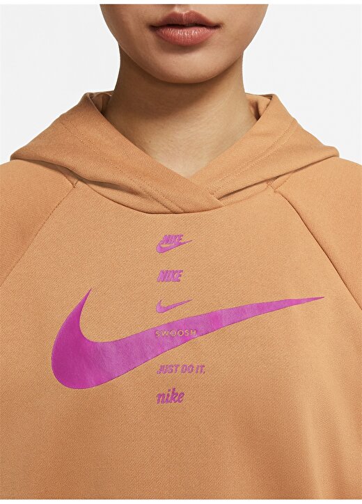Nike Kapüşonlu Standart Kalıp Kahve Kadın Sweatshirt 2