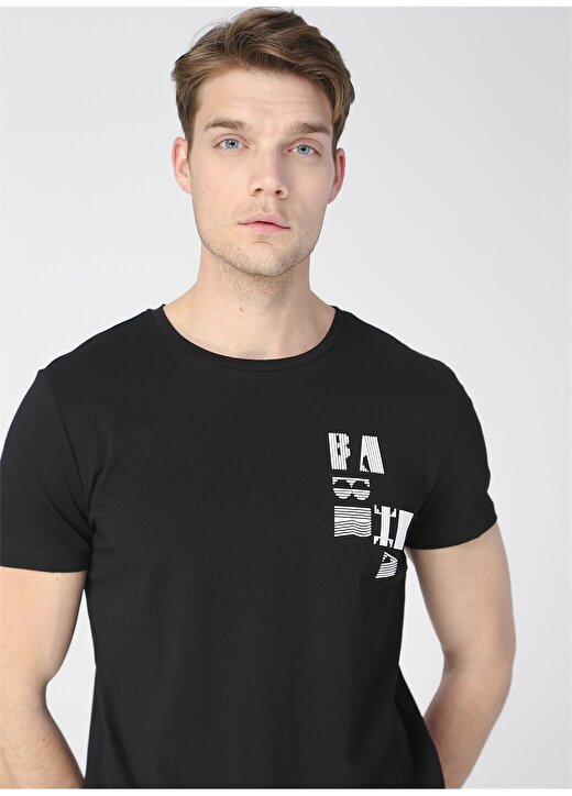 Fabrika Erkek Siyah Bisiklet Yaka T-Shirt 3