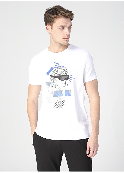 Fabrika Sports Erkek Beyaz Baskılı T-Shirt 1