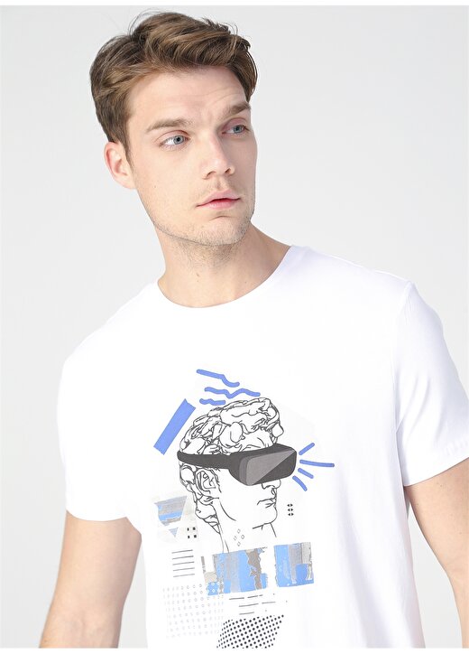 Fabrika Sports Erkek Beyaz Baskılı T-Shirt 3
