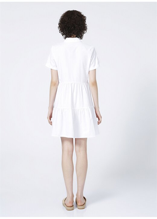Limon Gömlek Yaka Düz Beyaz Kadın Elbise 4