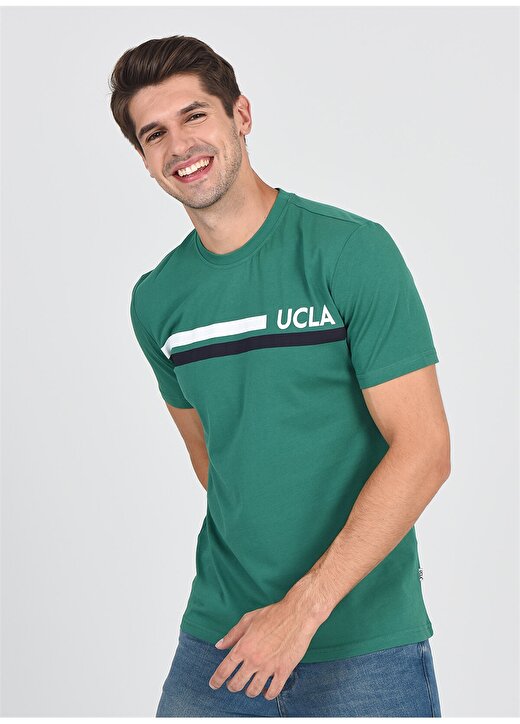 Ucla Aptos Bisiklet Yaka Baskılı Yeşil Erkek T-Shirt 1