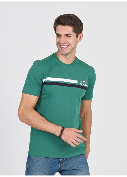 Ucla Aptos Bisiklet Yaka Baskılı Yeşil Erkek T-Shirt 3