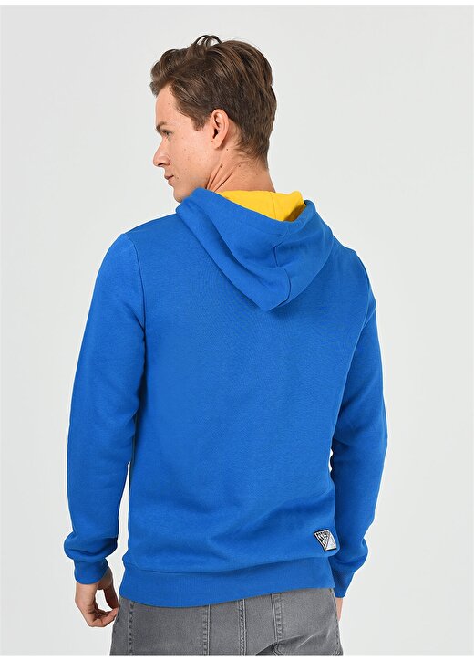 Ucla ALTO Kapüşonlu Standart Kalıp Baskılı Mavi Erkek Sweatshirt 4