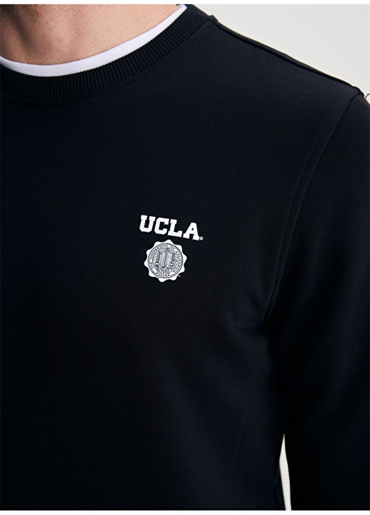 Ucla VALLEY Bisiklet Yaka Standart Kalıp Baskılı Siyah Erkek Sweatshirt 4