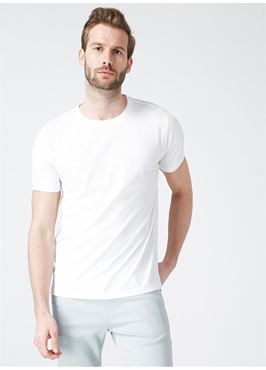 Fabrika Comfort O Yaka Beyaz Erkek T-Shirt 1