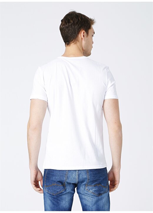 Fabrika Erkek Beyaz Bisiklet Yaka T-Shirt 4