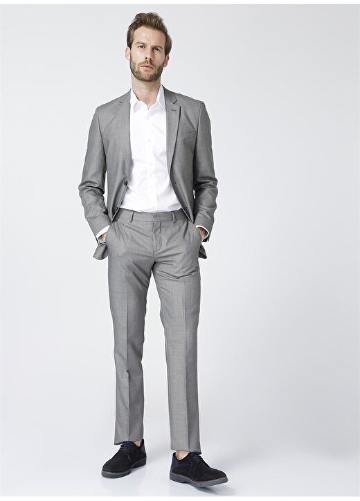 Fabrika Ceket Yaka Normal Bel Slim Fit Düz Antrasit Erkek Takım Elbise - FANSE6,5TE01PAR19121 2