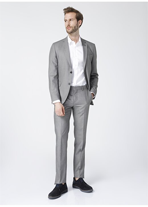 Fabrika Ceket Yaka Normal Bel Slim Fit Düz Antrasit Erkek Takım Elbise - FANSE6,5TE01PAR19121 3