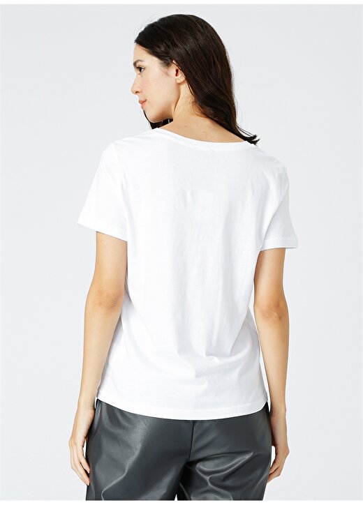 Fabrika Kadın Beyaz V Yaka T-Shirt 4