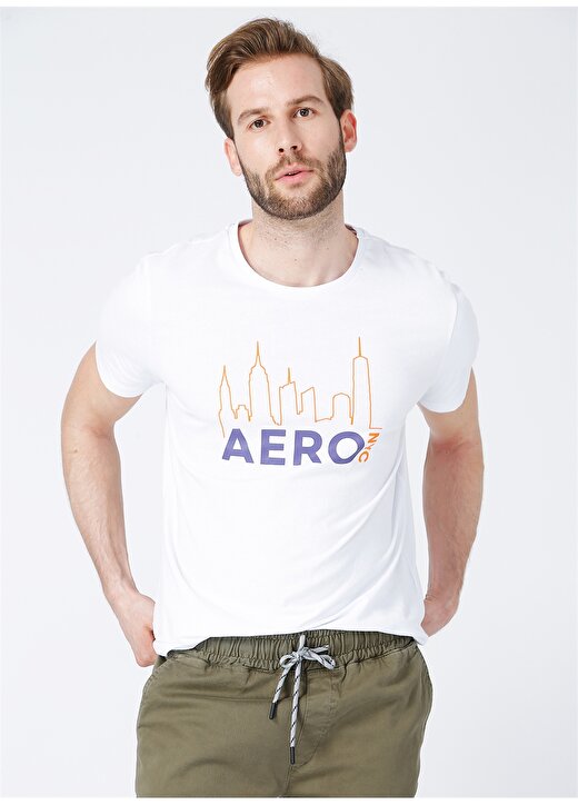Aeropostale Bisiklet Yaka Kısa Kollu Baskılı Beyaz Erkek T-Shirt 1