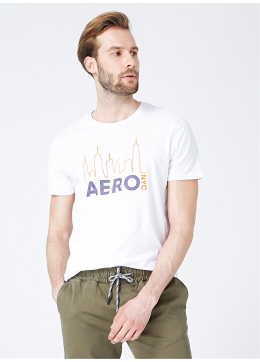 Aeropostale Bisiklet Yaka Kısa Kollu Baskılı Beyaz Erkek T-Shirt 3