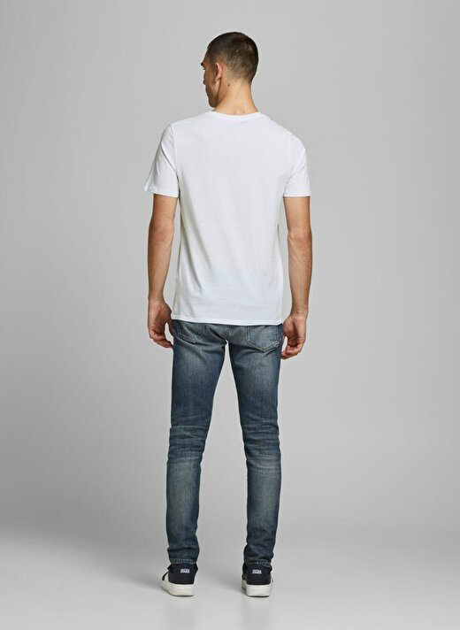 Jack & Jones Bisiklet Yaka Kısa Kol Slim Fit Baskılı %100 Pamuk Beyaz Erkek T-Shirt 2