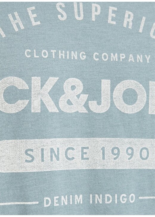 Jack & Jones Bisiklet Yaka Kısa Kol Slim Fit Baskılı %100 Pamuk Mavi Erkek T-Shirt 2