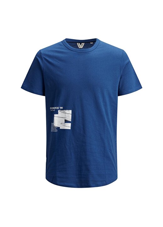 Jack & Jones Erkek Koyu Mavi Bisiklet Yaka T-Shirt 1