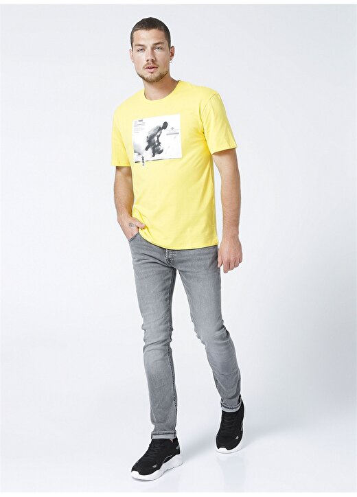 Jack & Jones Bisiklet Yaka Baskılı Sarı Erkek T-Shirt 2