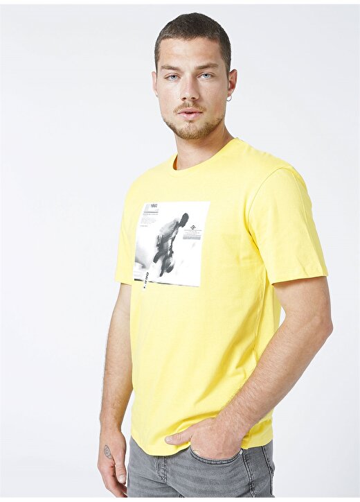 Jack & Jones Bisiklet Yaka Baskılı Sarı Erkek T-Shirt 3
