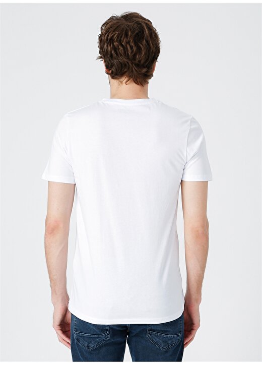 Jack & Jones Erkek Slim Fit Baskılı Beyaz T-Shirt 4