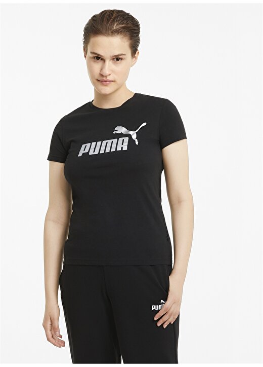 Puma Kadın Siyah-Gümüş Bisiklet Yaka T-Shirt 1