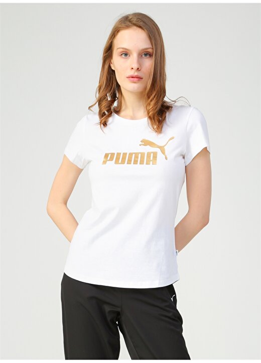 Puma 58240702 ESS+ Metallic Tee Beyaz Kadın T-Shirt 1