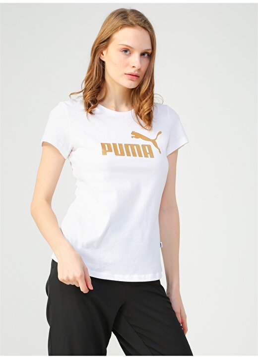 Puma 58240702 ESS+ Metallic Tee Beyaz Kadın T-Shirt 3