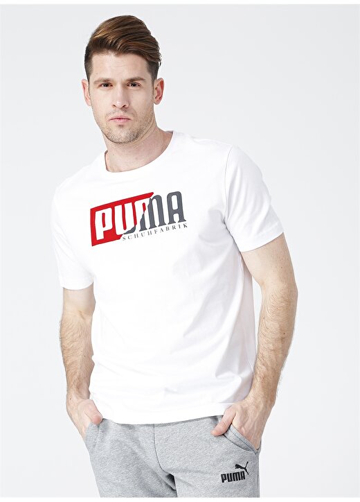Puma 58191002 Flock Graphic Tee Beyaz Erkek T-Shirt 1