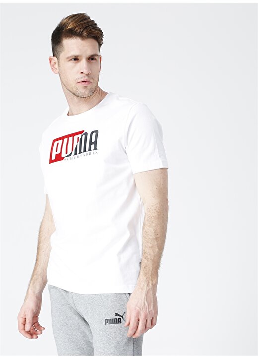 Puma 58191002 Flock Graphic Tee Beyaz Erkek T-Shirt 3