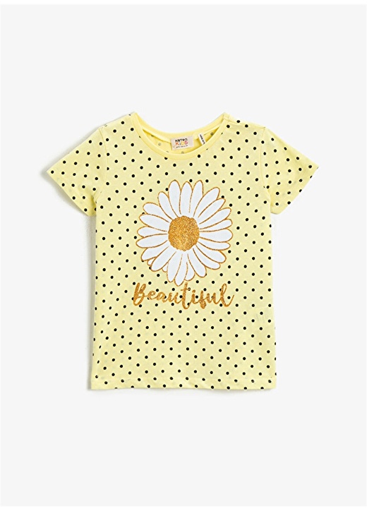 Koton Çiçek Baskılı Sarı Kız Cocuk T-Shirt 1