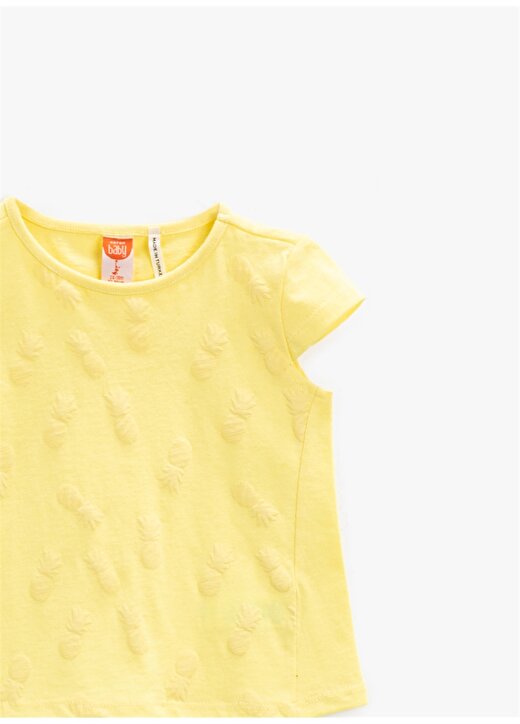 Koton Bisiklet Yaka Kısa Kol Sarı Kız Bebek T-Shirt 3