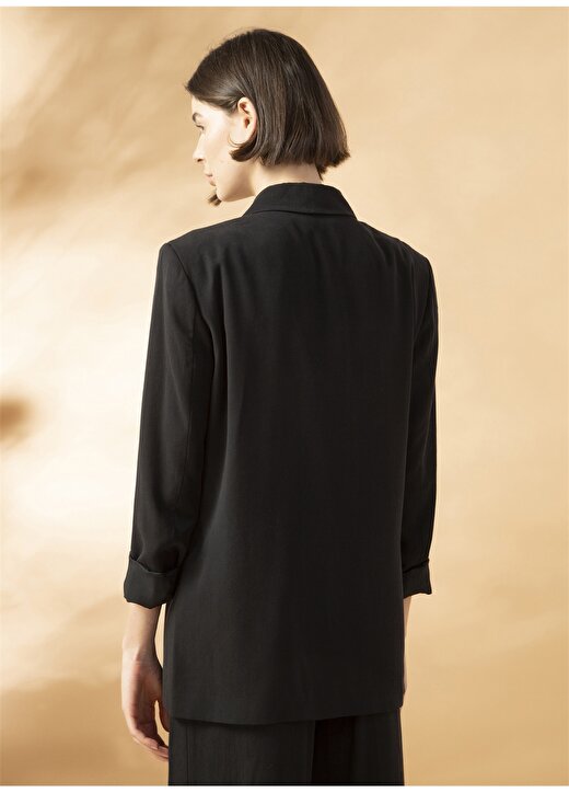 Ezomola Geniş Fit Siyah Kadın Blazer Ceket 4