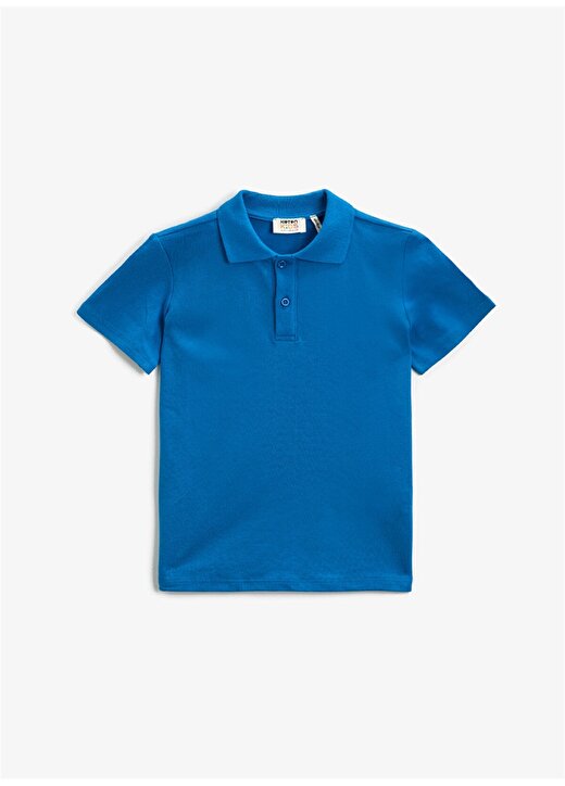 Koton 1YKB18230OK Polo Yaka Kısa Kol Mavi Erkek Çocuk T-Shirt 1