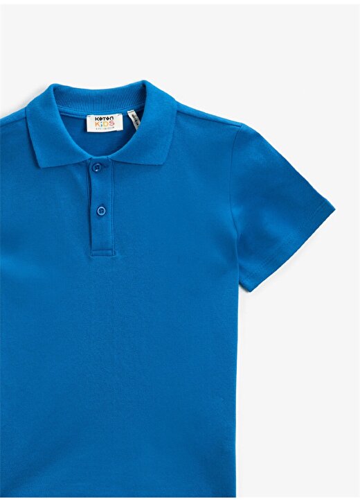 Koton 1YKB18230OK Polo Yaka Kısa Kol Mavi Erkek Çocuk T-Shirt 3