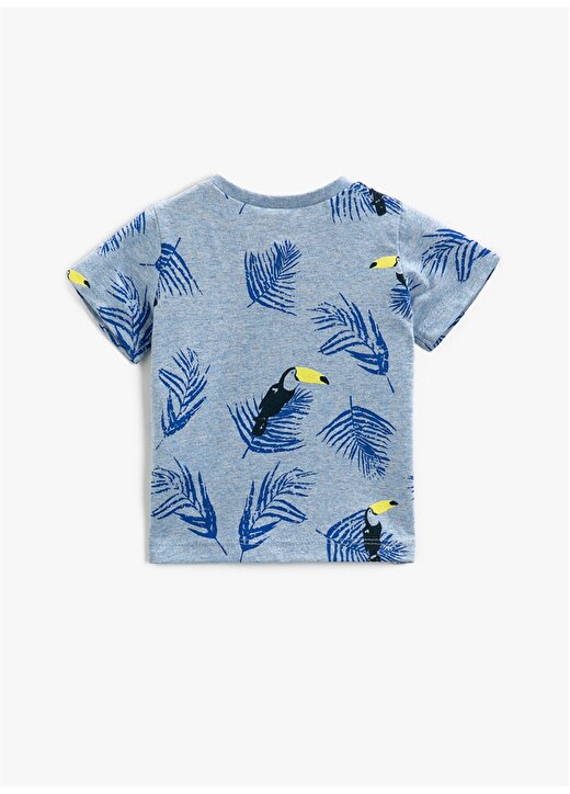 Koton Mavi Erkek Bebek Bisiklet Yaka Kısa Kollu Baskılı T-Shirt 1YMB18768ZK 2