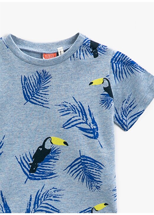 Koton Mavi Erkek Bebek Bisiklet Yaka Kısa Kollu Baskılı T-Shirt 1YMB18768ZK 3