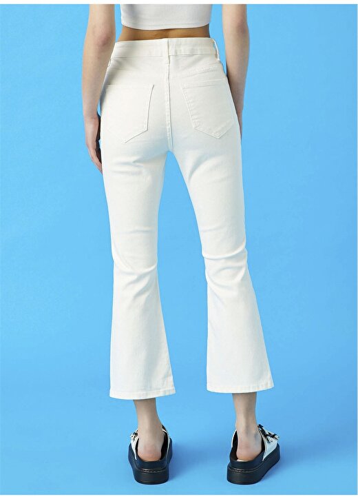 Koton 1YAK47067MD Normal Paça Cepli Pamuklu Beyaz Kadın Pantolon 4