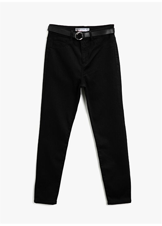 Koton Kemerli Yüksek Bel Dar Paça Siyahkadın Denim Pantolon 1
