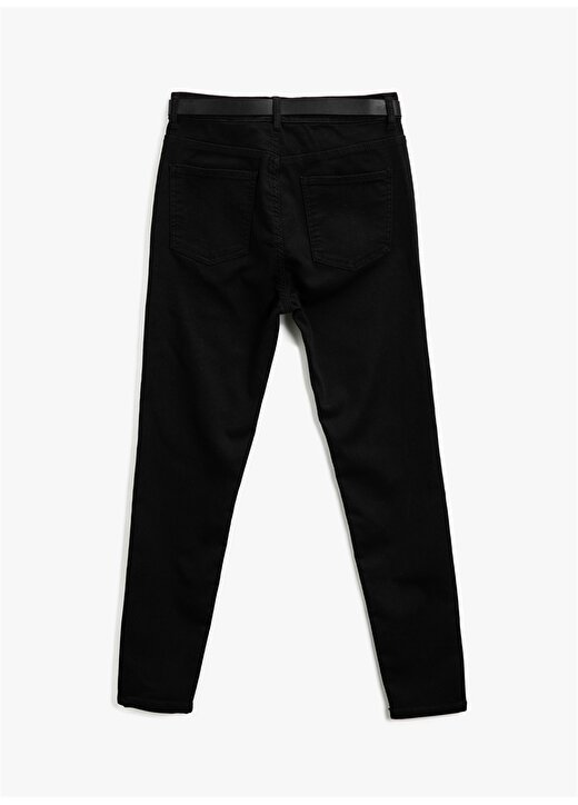 Koton Kemerli Yüksek Bel Dar Paça Siyahkadın Denim Pantolon 3
