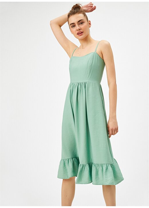 Koton İp Askılı Mini Pileli Renkli Kadın Elbise 2