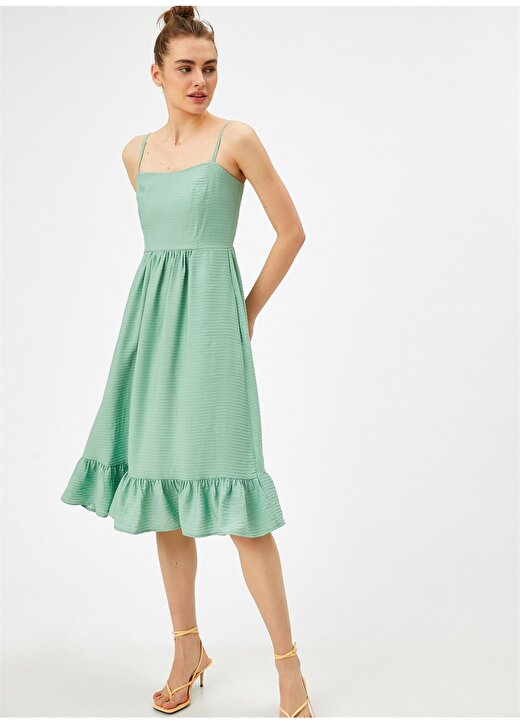 Koton İp Askılı Mini Pileli Renkli Kadın Elbise 3