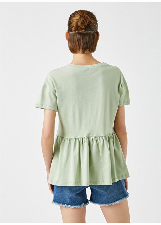 Koton 1YAL18137IK Kısa Kollu Mint Kadın T-Shirt 4