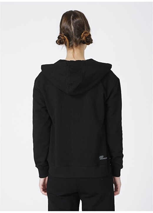 Skechers S202035-001 Lw Fleece W Full Zip Sw Regular Fit Düz Siyah Kadın Sweatshirt 4