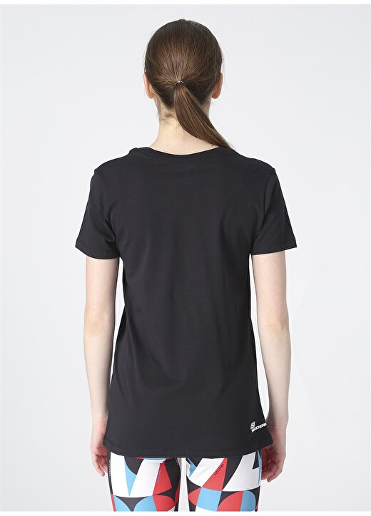 Skechers S202215-001 Graphic Tee W V Neck T-V Yaka Regular Fit Düz Siyah Kadın T-Shirt 3