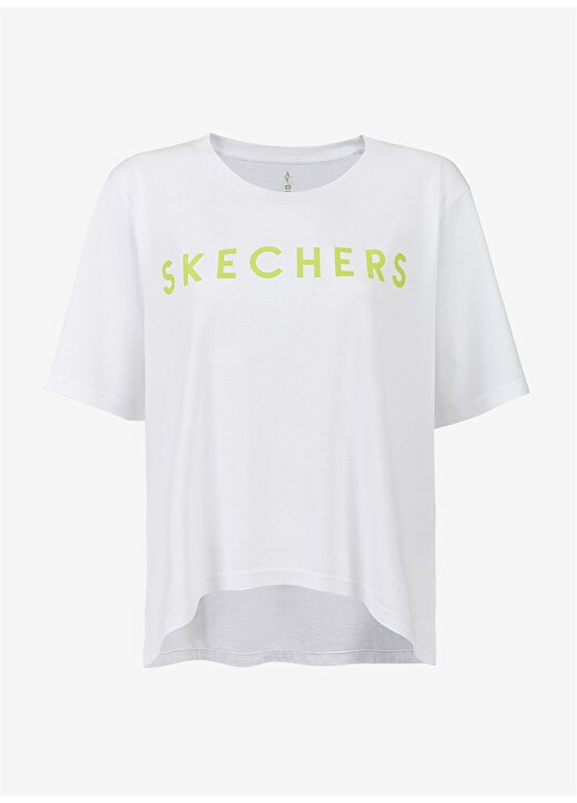 Skechers S211161-100 Graphic Tee W Crew Neck O Yaka Loose Fit Baskılı Beyaz Kadın T-Shirt 1