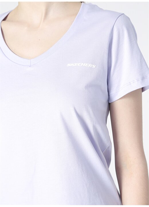 Skechers S202215-505 Graphic Tee W V Neck T-V Yaka Regular Fit Düz Lila Kadın T-Shirt 4