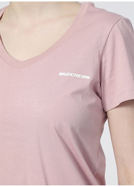 Skechers S202215-603 Graphic Tee W V Neck T-V Yaka Regular Fit Düz Fuşya Kadın T-Shirt 4