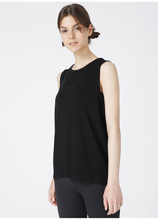 Skechers S211063-001 Graphic Tee W Sleeveles O Yaka Regular Fit Düz Siyah Kadın T-Shirt 2