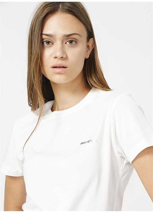 Skechers S211910-102 Graphic Tee W Crew Neck O Yaka Regular Fit Baskılı Beyaz Kadın T-Shirt 2