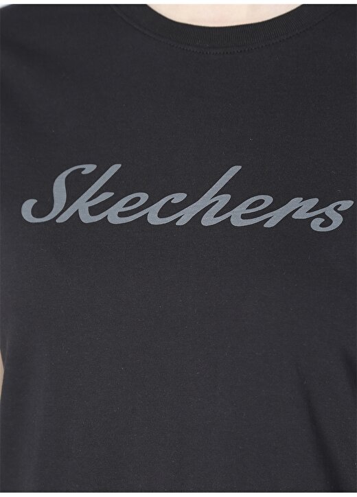 Skechers S211909-001 Graphic Tee W Crew Neck O Yaka Regular Fit Baskılı Siyah Kadın T-Shirt 4